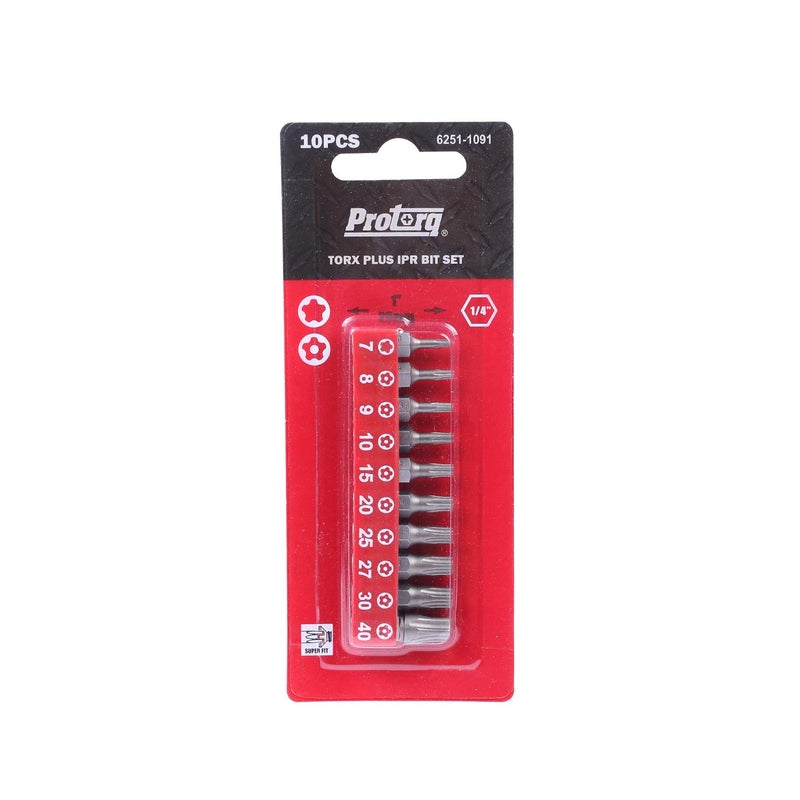 Protorq TORX PLUS IPR, Torx Plus 5-Point Tamper-Proof Security Bits (IPR 7-IPR 40), 25mm, 10 -Pieces, High Grade S2 Steel - Image 1